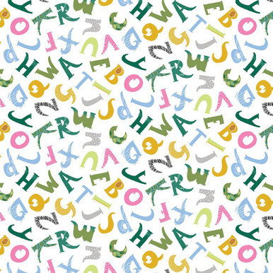 Dear Stella - Alphabet Soup - D2886 - White (Continuous 5 yard cut)
