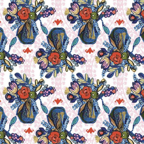 Free Spirit Fabrics - Boho Blooms by Kelli May-Krenz - PWKK024.MULTI - Blue Vases