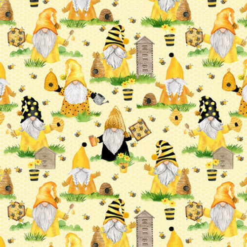 REMNANT: 42" PIECE Timeless Treasures - Home Is Where My Honey Is by Gail Cadden - GAIL-CD1849 - YELLOW