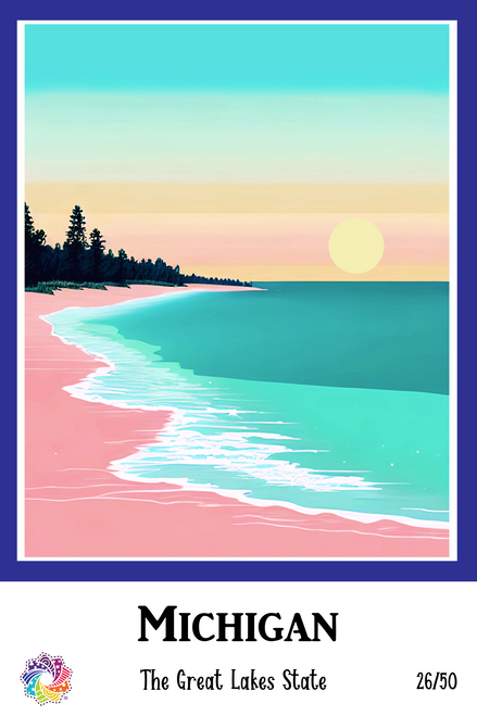 Michigan - Floral States of America - Single Block Michigan - Floral States of America - Single Block