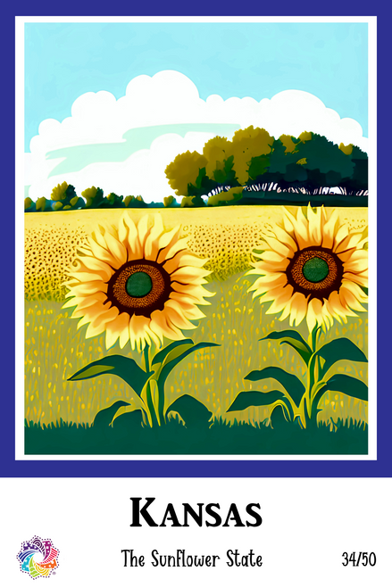 Kansas - Floral States of America - Single Block Kansas - Floral States of America - Single Block