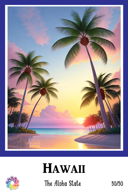 Hawaii - Floral States of America - Single Block