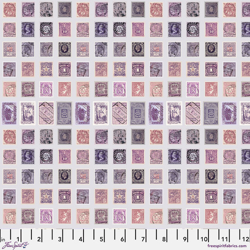 Free Spirit Fabrics - Purple Palette by Tim Holtz - PWTH301.PURPLE - Purple Stamps
