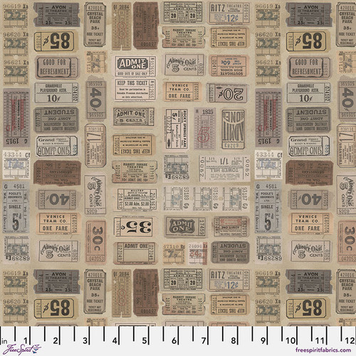 Free Spirit Fabrics - Neutral Palette by Tim Holtz - PWTH252.NEUTRAL - Neutral Tickets