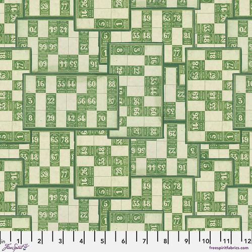 Free Spirit Fabrics - Green Palette by Tim Holtz - PWTH266.GREEN - Green Numbers