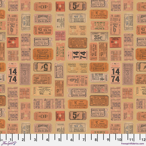 Free Spirit Fabrics - Orange Palette by Tim Holtz - PWTH232.ORANGE - Orange Tickets