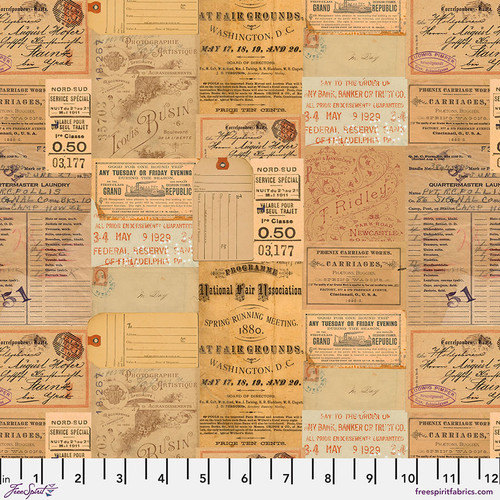 Free Spirit Fabrics - Orange Palette by Tim Holtz - PWTH235.ORANGE - Orange Ephemera