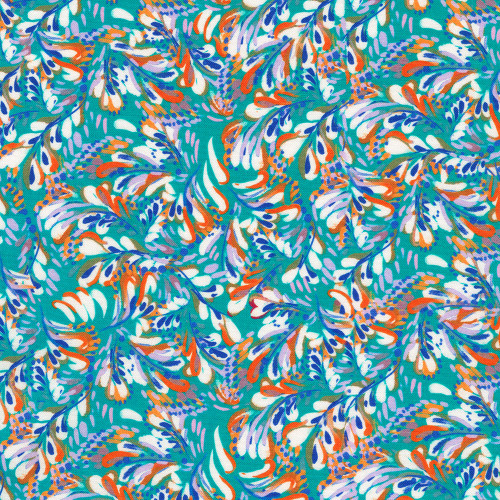 Robert Kaufman Fabrics - Painterly Petals Valley - SRKD-23404-78 - Peacock