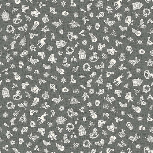 Scarletreef Fabric C - Makower Fabrics - Scandi 2025 - 113-S - Chams Grey