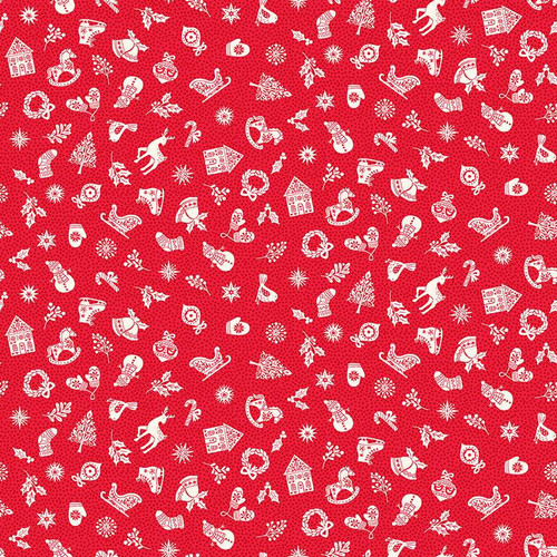 Scarletreef Fabric F - Makower Fabrics - Scandi 2025 - 113-R - Charms Red