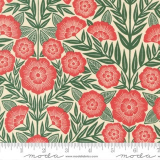 REMNANT: 32" PIECE  Moda Fabrics - Flower Press by Katherine Watson - 3300 23 - Ecru Ginger