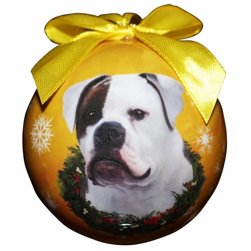 American Bulldog Holiday Ornament- Shatterproof