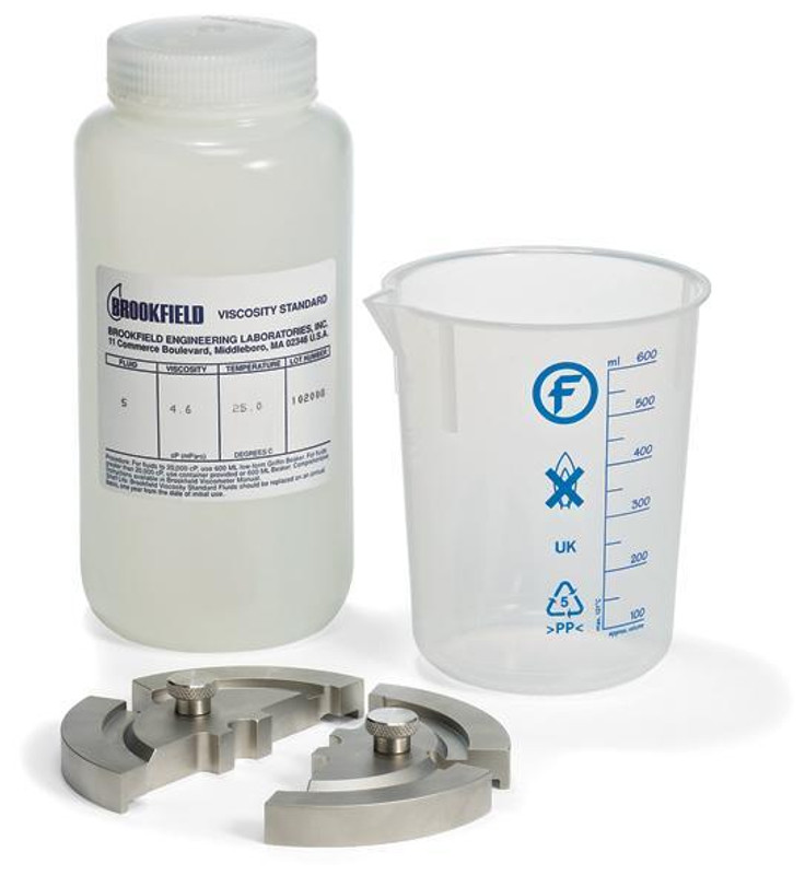 The plastic viscosity calibration kit provides all the necessary items to verify the calibration of your Viscometer or Rheometer in a glass-free environment.