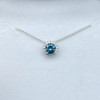 Montana Sapphire Round & Diamond Halo Pendant 14K White Gold