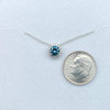 Montana Sapphire Round & Diamond Halo Pendant 14K White Gold