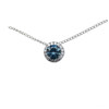 Montana Sapphire Round & Diamond Halo Pendant 14K White Gold