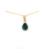 Montana Sapphire Teal Solitaire Pear Teardrop Pendant 14K Yellow Gold
