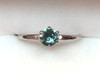 Montana Sapphire 6 prong  5mm solitaire ring 14K white gold, customer requested teal (blue/green) color