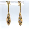 Montana Yogo Sapphire 14 Stone Drop Earrings 14K Gold
