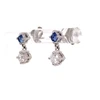 Montana Yogo Sapphire & Diamond Stud Drop Earrings 14K White Gold