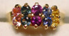 Montana Sapphire 10 Stone Step Cluster Ring 14K gold multi color