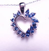 Montana Yogo Sapphire Marquise & Round Heart Pendant 14K White Gold