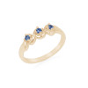 Montana Yogo Sapphire 3 Stone 14K Gold Ring