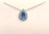 Montana Yogo Sapphire Pear Halo Pendant 14K White Gold