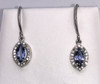 Montana Yogo Marquise Sapphire & Diamond Halo Earrings 14K White Gold Dangle