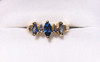 Montana Yogo Sapphire 3 Marquise Ring 14K 