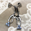 Montana Yogo Sapphire Tri Dangle Post Earrings Sterling Silver