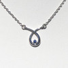 Montana Yogo Sapphire Round in Pear Crossover Necklace Sterling Silver