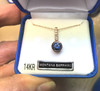 Montana Sapphire & Diamond Bezel Set Pendant Necklace 14K Rose Gold