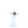Montana Yogo Sapphire Oval & Diamond Halo Ring 14K White Gold