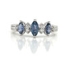 Montana Yogo Sapphire Jewelry #140 - Montana Yogo Sapphire 3 Marquise and Diamond Ring 14K