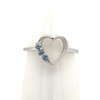 Montana Yogo Sapphire 3 Stone Heart Sterling Silver Ring