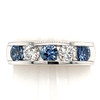 Montana Yogo Sapphire Channel & Diamond Ring 14K White Gold