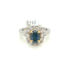 Montana Sapphire Large Oval and Pear Diamond Halo Ring 18K White & Yellow Gold