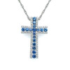 Montana Yogo Sapphire & Diamond Channel Set Platinum Cross Pendant Necklace