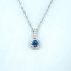 Montana Yogo Sapphire & Diamond Halo Pendant Necklace 14K White Gold