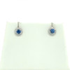 Montana Yogo Sapphire & Diamond Halo Stud Earrings 14K White Gold