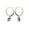 Montana Yogo Sapphire & Diamond Halo Leverback Dangle Earrings 18K White Gold