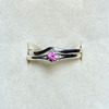 Montana Sapphire Pink Solitaire Wedding Set Sterling Silver 