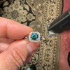 Montana Sapphire Teal Round & Diamond Halo Ring 18K White Gold
