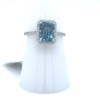 Montana Sapphire 3ct Aqua Blue Radiant Cut Rectangle & Diamond Halo Ring 14K White Gold