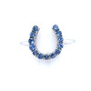 Montana Yogo Sapphire Horseshoe Ring 14K White Gold