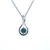 Montana Sapphire Round in Pear Twist Pendant Necklace Sterling Silver 