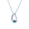 Montana Sapphire Semi Half Bezel Pendant Necklace Sterling Silver