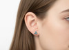 Montana sapphire tri earrings 3mm on the ear.