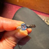 Montana Yogo Sapphire Oval Decorative Shank Ring 14K White Gold 